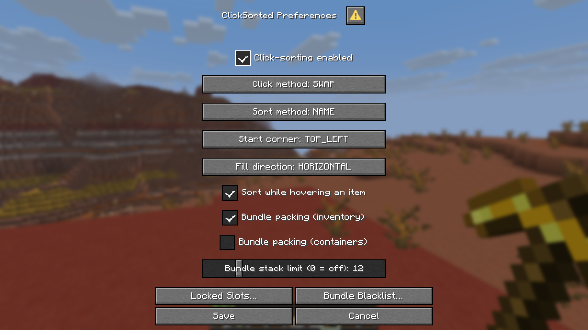 The ClickSorted preferences dialog